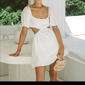 Sabo -  Henri Cut Out White Short Sleeve Mini Dress
